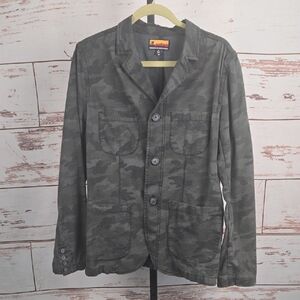 Brooklyn Industries Green Camo Cotton Blazer Jacket Size Medium